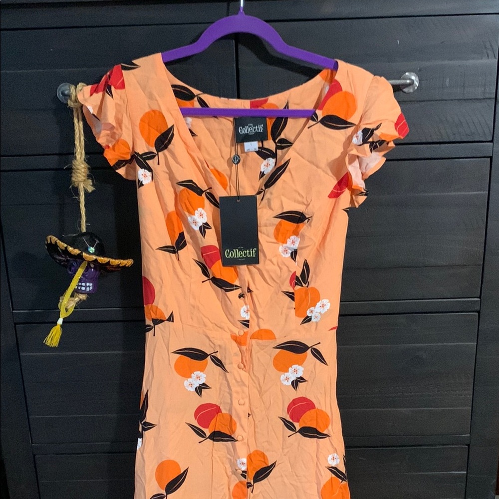 Collectif Peachy / Orange Floral Maxi Dress! #NWT